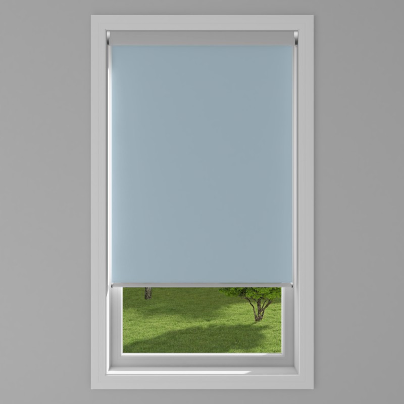 An image of Banlight Duo FR Electric Roller Blind - Smokey Blue