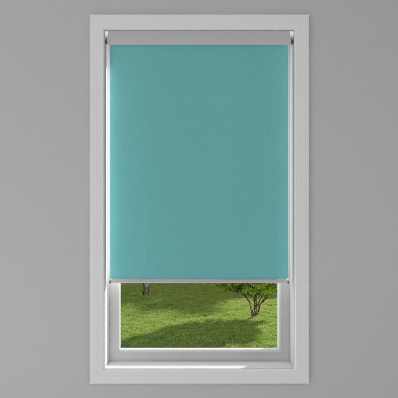 An image of Banlight Duo FR Electric Roller Blind - Turquoise